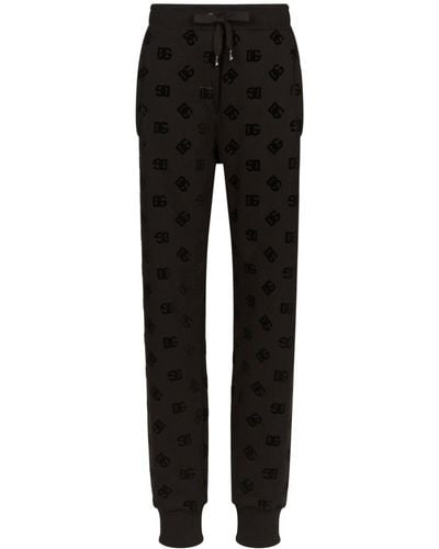 Dolce & Gabbana Pantalones de chándal con logo afelpado - Negro