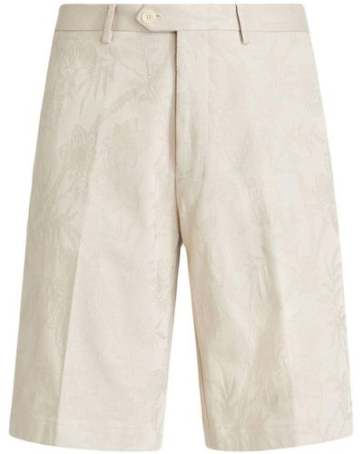 Etro Patterned-jacquard Shorts - Natural