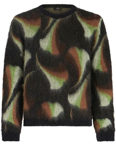 Etro Abstract-print Mohair-blend Sweater - Black