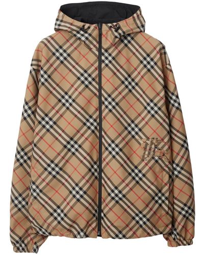 Burberry Vintage Check Reversible Zip-front Hooded Jacket - Brown