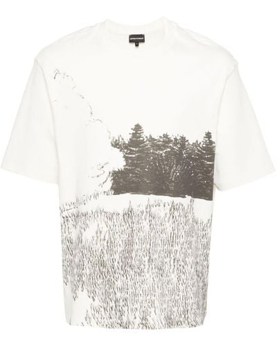 Emporio Armani Katoenen T-shirt Met Grafische Print - Wit