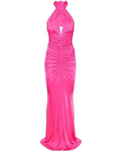 Pinko Ruched Open-back Maxi Dress - Pink