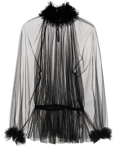 Dolce & Gabbana Blusa semi trasparente con ruches - Grigio