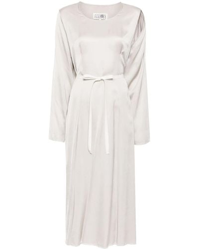 MM6 by Maison Martin Margiela Bow-detail Long-sleeved Midi Dress - White