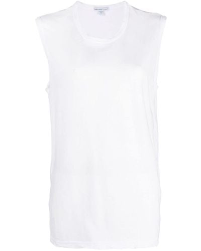 James Perse Crepe Jersey Muscle Crew Tank - White