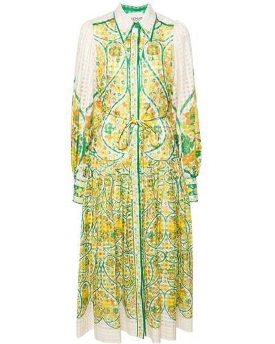 ALÉMAIS Rhonda Floral-print Cotton And Silk-blend Midi Dress - Green