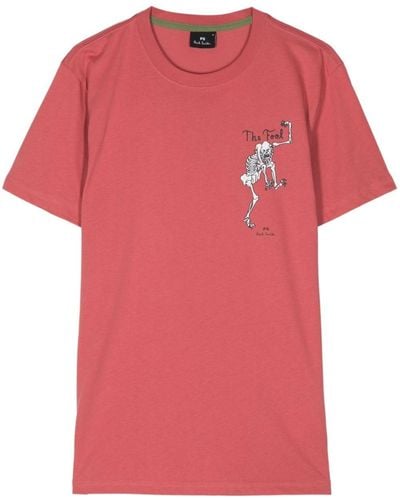 PS by Paul Smith Skeleton-print cotton T-shirt - Rose