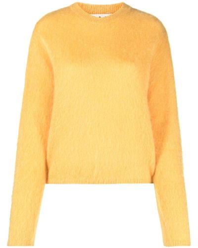 Marni Crew-neck Mohair-blend Sweater - Yellow