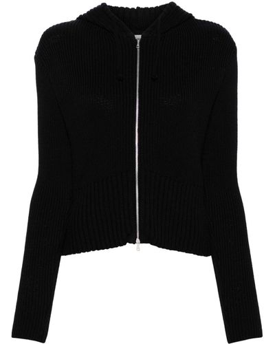 Our Legacy Cardigan nervuré à capuche - Noir