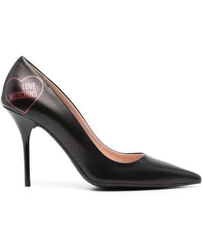 Love Moschino 100mm Leather Pumps - Black