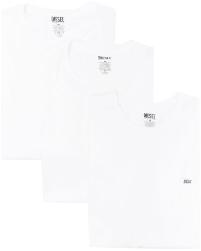 DIESEL Set aus drei T-Shirts mit Logo-Print - Weiß
