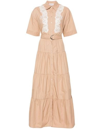 ERMANNO FIRENZE Floral-lace Tiered Maxi Dress - Natural