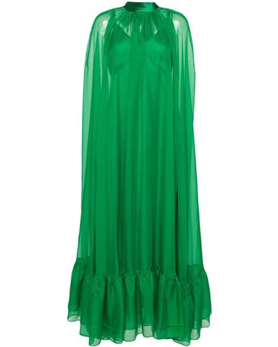 Alice + Olivia Alice + Olivia Lanelle Cape-effect Chiffon Maxi Dress - Green