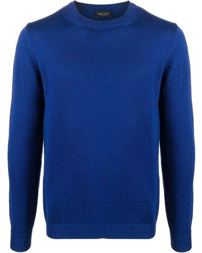 Roberto Collina Intarsia-knit Crew-neck Sweater - Blue