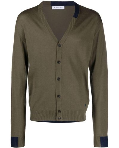 Manuel Ritz Two-tone Fine-knitted Cardigan - Green