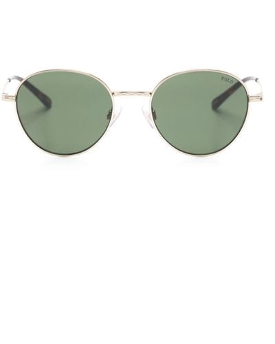 Polo Ralph Lauren Logo-engraved Round-frame Sunglasses - Green