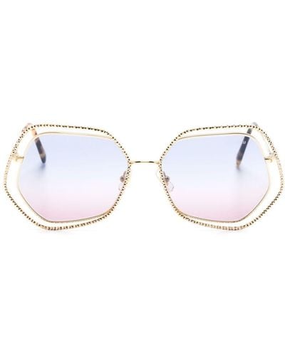 Miu Miu Double Geometric-frame Sunglasses - Metallic