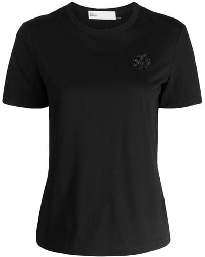 Tory Burch Logo-embellished Cotton T-shirt - Black