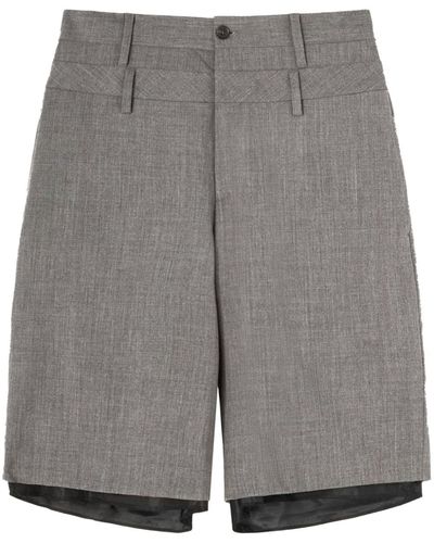 Ambush Double-waist Virgin-wool Shorts - Grey