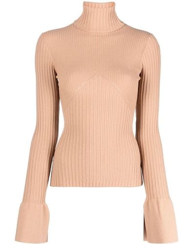 ANDREADAMO Ribbed Roll-neck Sweater - Natural