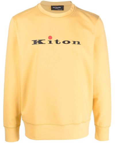 Kiton Sudadera con logo estampado - Amarillo