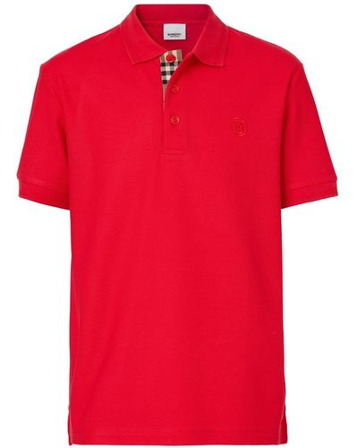 Burberry Poloshirt Met Borduurwerk - Rood
