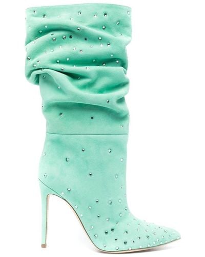 Paris Texas Holly Crystal-embellished Boots - Green