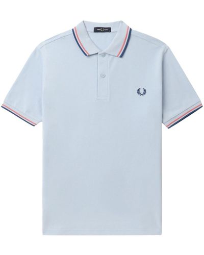 Fred Perry Embroidered-logo Cotton Polo Shirt - Blue