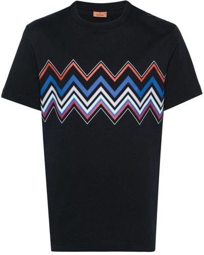 Missoni T-shirt en coton à imprimé zig-zag - Noir
