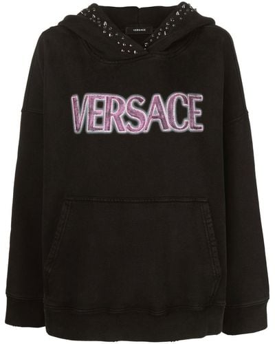 Versace スタッズ パーカー - ブラック
