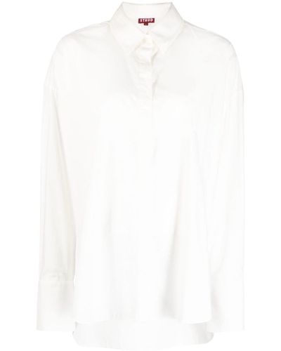 STAUD Chemise en coton à manches longues - Blanc