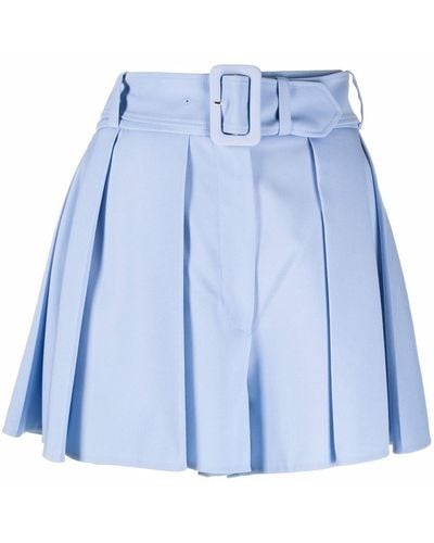 Patou Pleated Belted Shorts - Blue