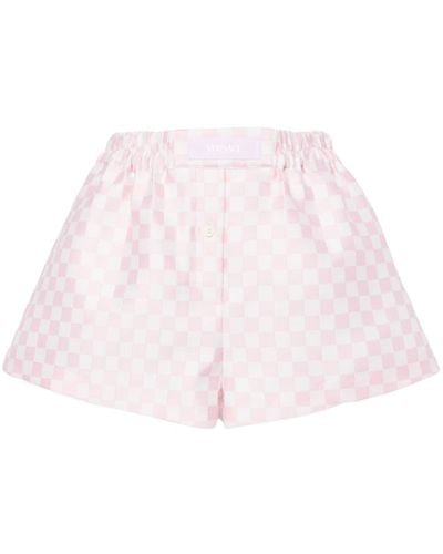 Versace Checked logo-appliqué shorts - Pink