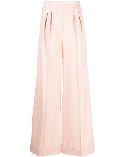 Max Mara Pressed-crease Virgin Wool Palazzo Trousers - Pink