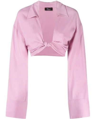 Blumarine Cropped-Hemd mit Knoten - Pink