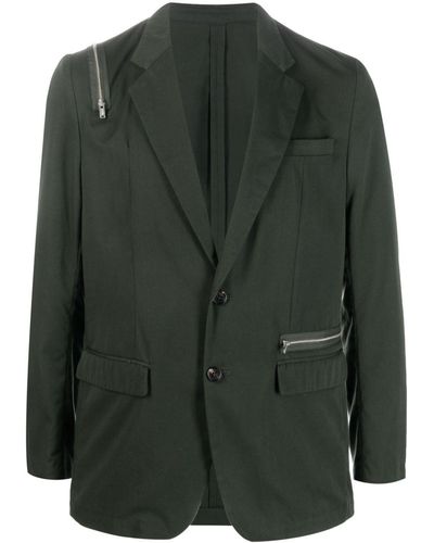 Undercover Zip-detail Single-breasted Blazer - Green