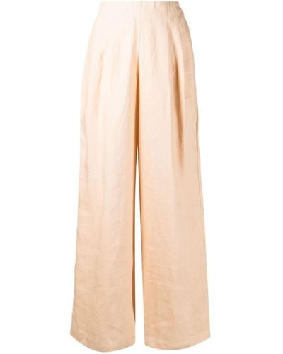 Faithfull The Brand Wide-leg Pleat-detail Trousers - Natural