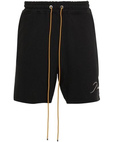Rhude Logo-embroidered Piqué Shorts - Black