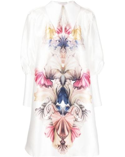 Saiid Kobeisy Floral-print Piqué Dress - White