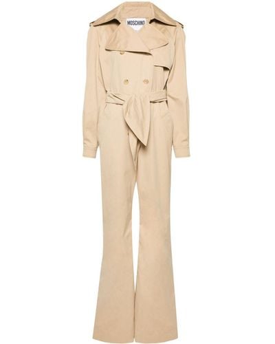 Moschino Doppelreihiger Jumpsuit im Trench-Look - Natur