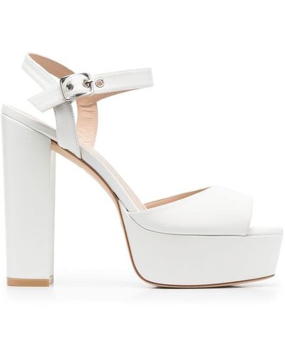 Stuart Weitzman 140mm Leather Platform Sandals - White