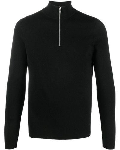 Sandro Half-zip Wool Jumper - Black