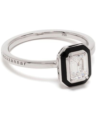 Selim Mouzannar 18kt White Gold Mina Diamond Enamel Ring - Metallic