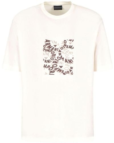 Emporio Armani T-shirt en coton à logo imprimé - Neutre