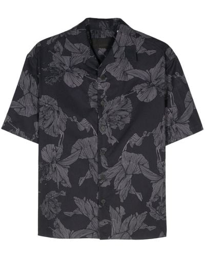 Neil Barrett Floral-print bowling shirt - Grigio