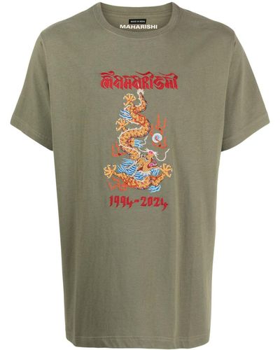 Maharishi Dragon-print Organic-cotton Shirt - Green