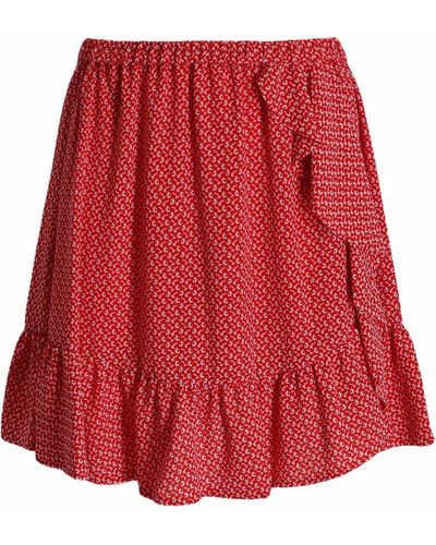 Michael Kors Floral-print Ruffled Mini Skirt - Red
