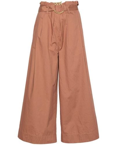 Pinko Wide-leg Cropped Trousers - Brown
