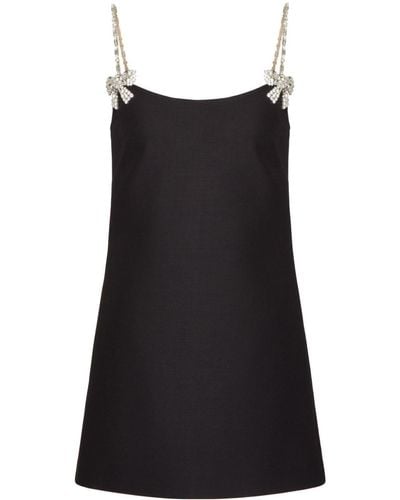 Valentino Garavani Crepe Couture Embroidered Minidress - Black