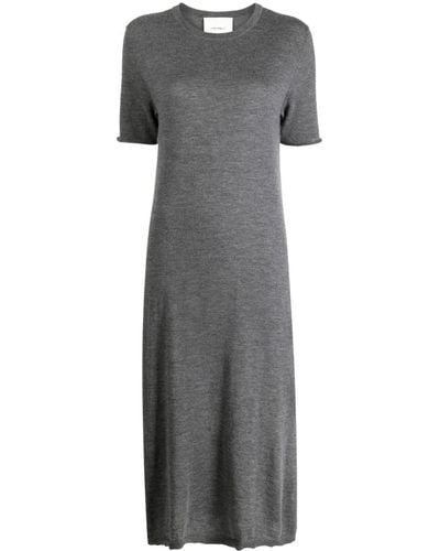 Lisa Yang Midi-jurk Met Korte Mouwen - Grijs